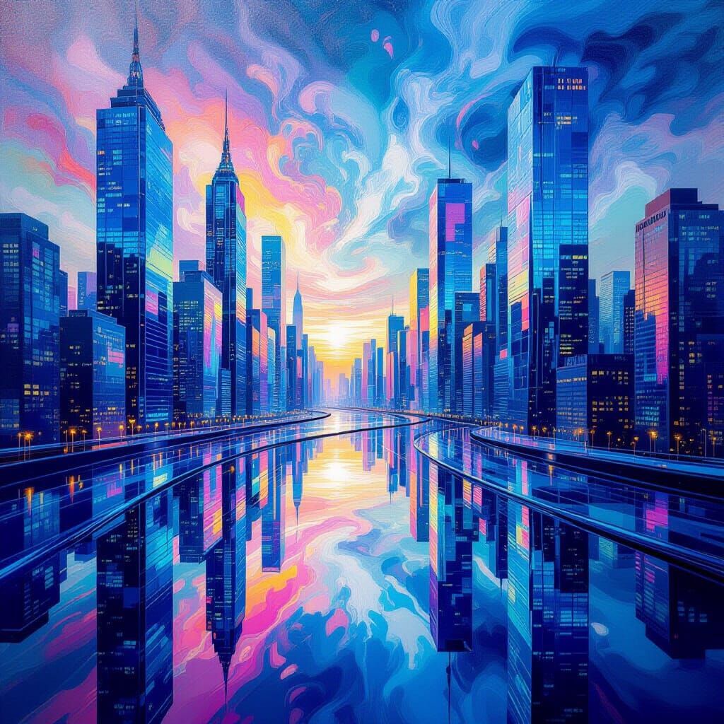 Surreal Cityscape Bends Like Liquid Glass