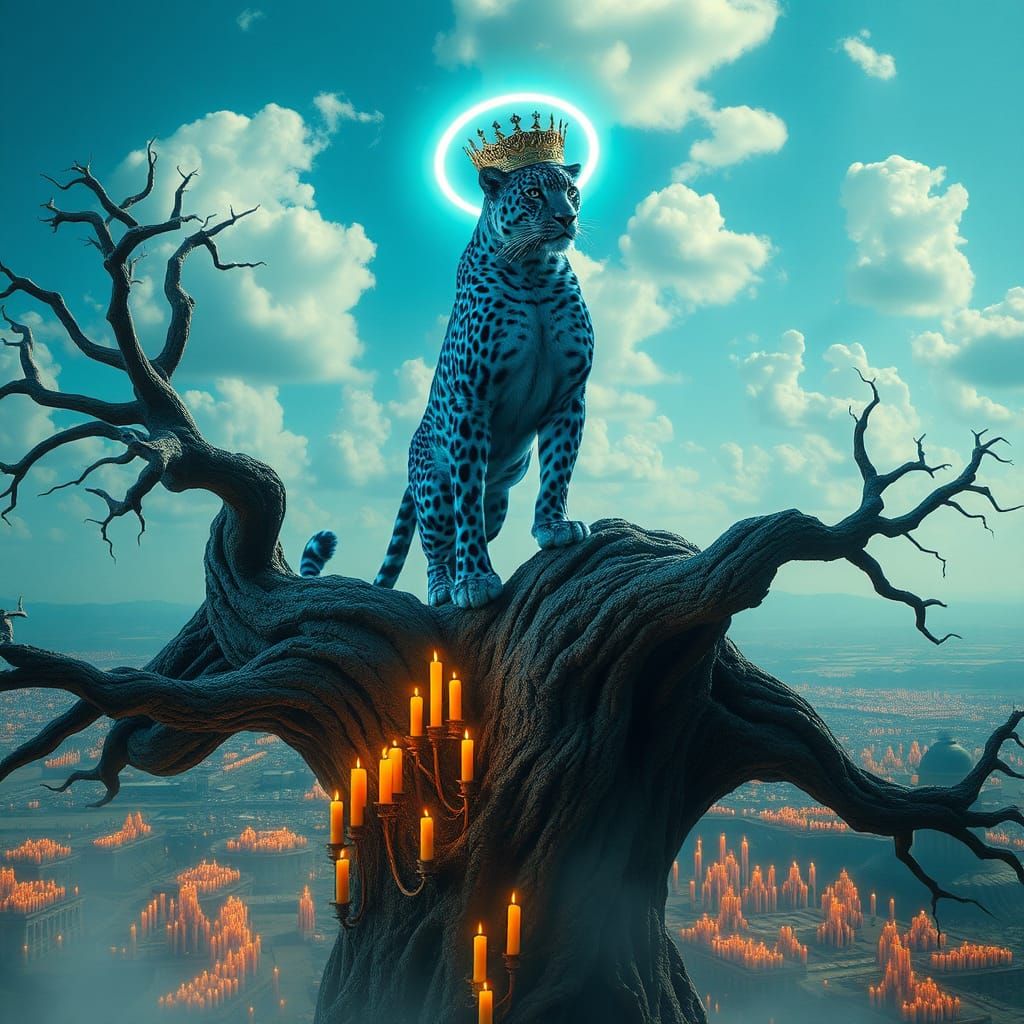 Blue Leopard King in City of Light