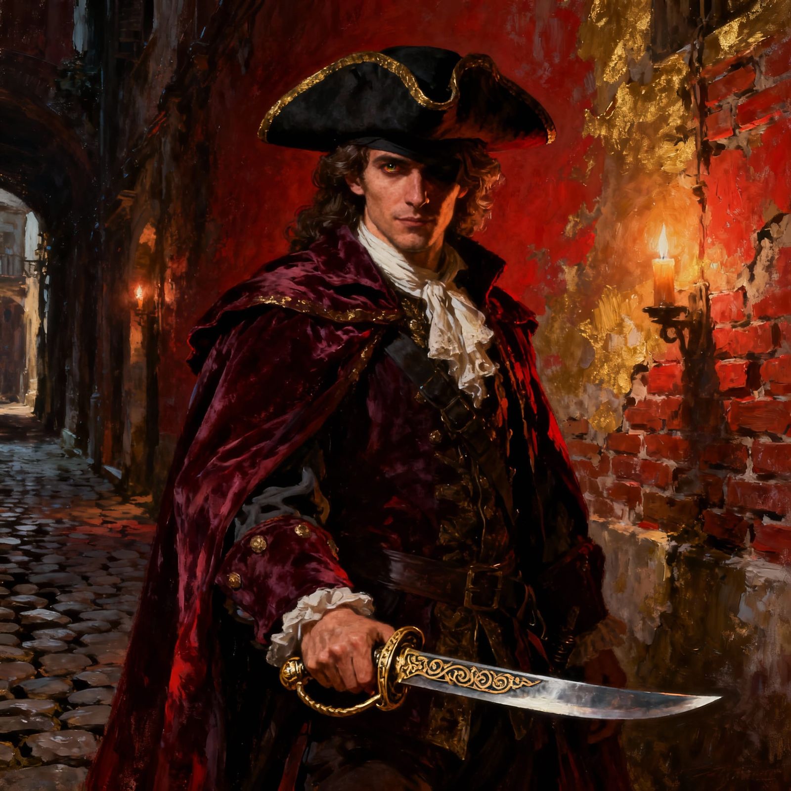 Intriguing Rogue with Dagger in Shadowed Alley