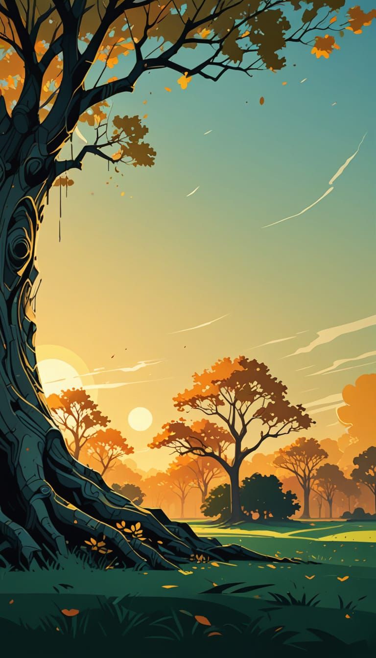 Vibrant Digital Tree in Abstract Art