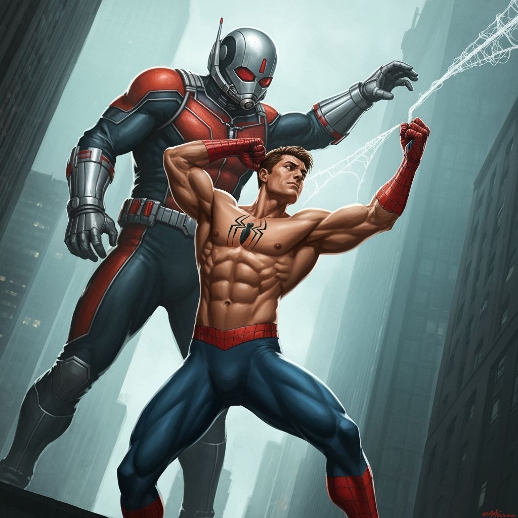 Muscular Spider-Man Fights Giant Ant-Man