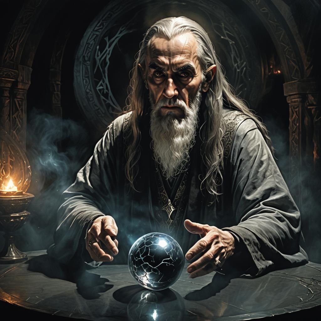 Saruman's Dark Encounter: A Fantasy Portrait in 3D