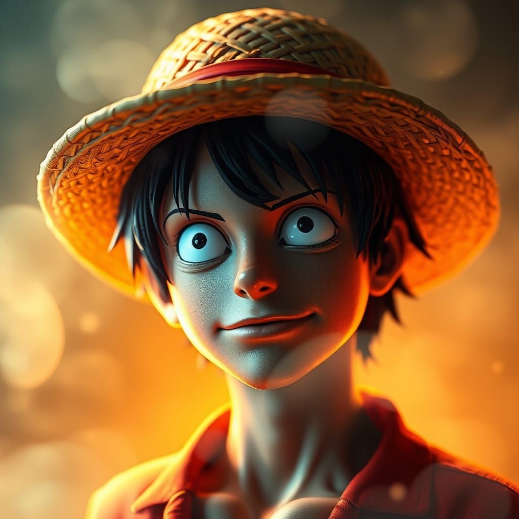 Monk Luffy in Ethereal Mist, 3D Art