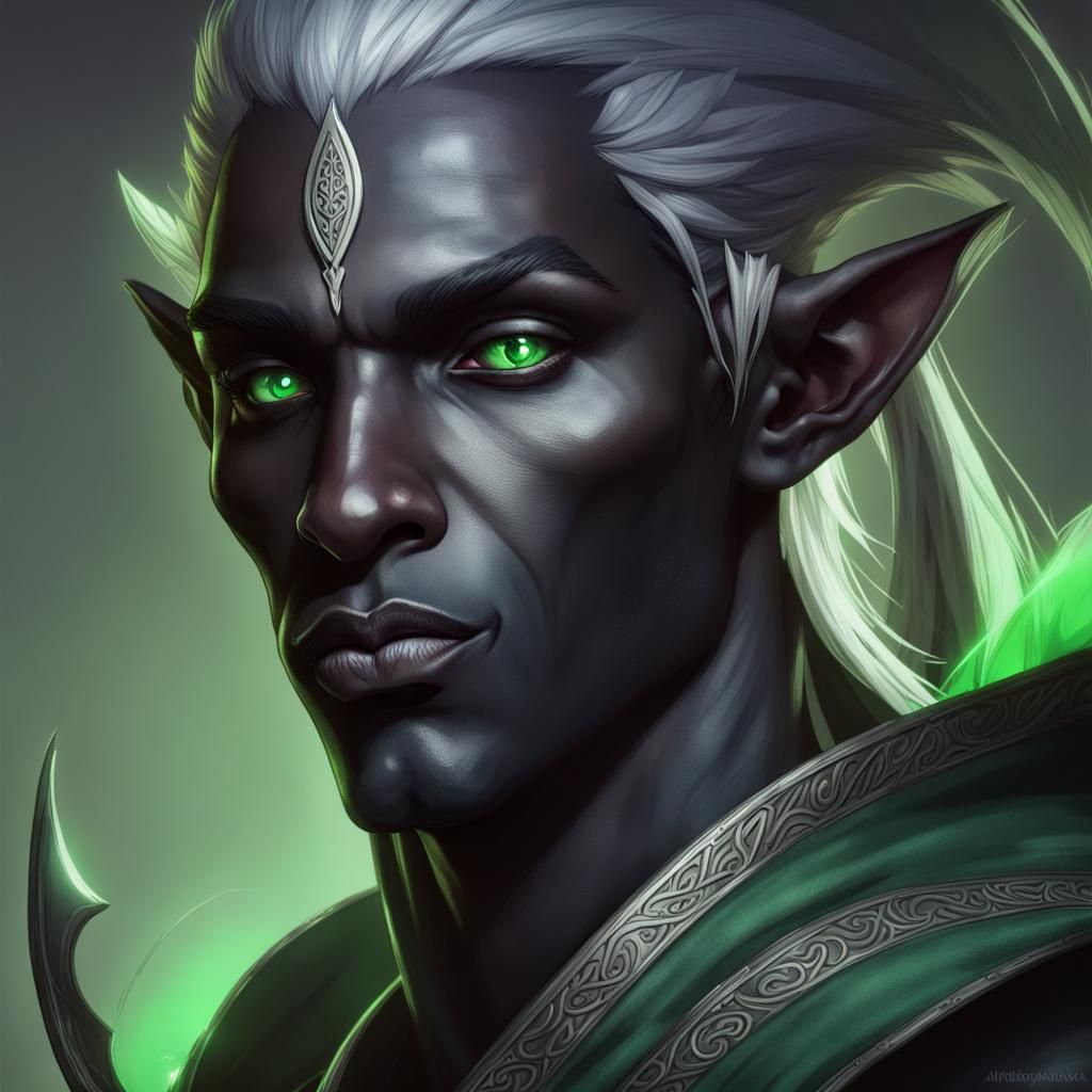 Detailed Dark Elf Portrait in Hyperrealistic Style
