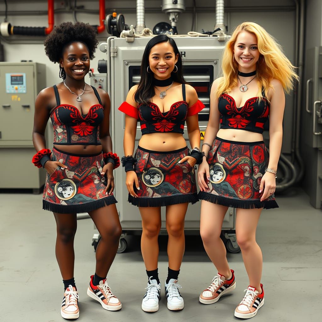 Three Smiling Women in Vibrant Pop Art Style