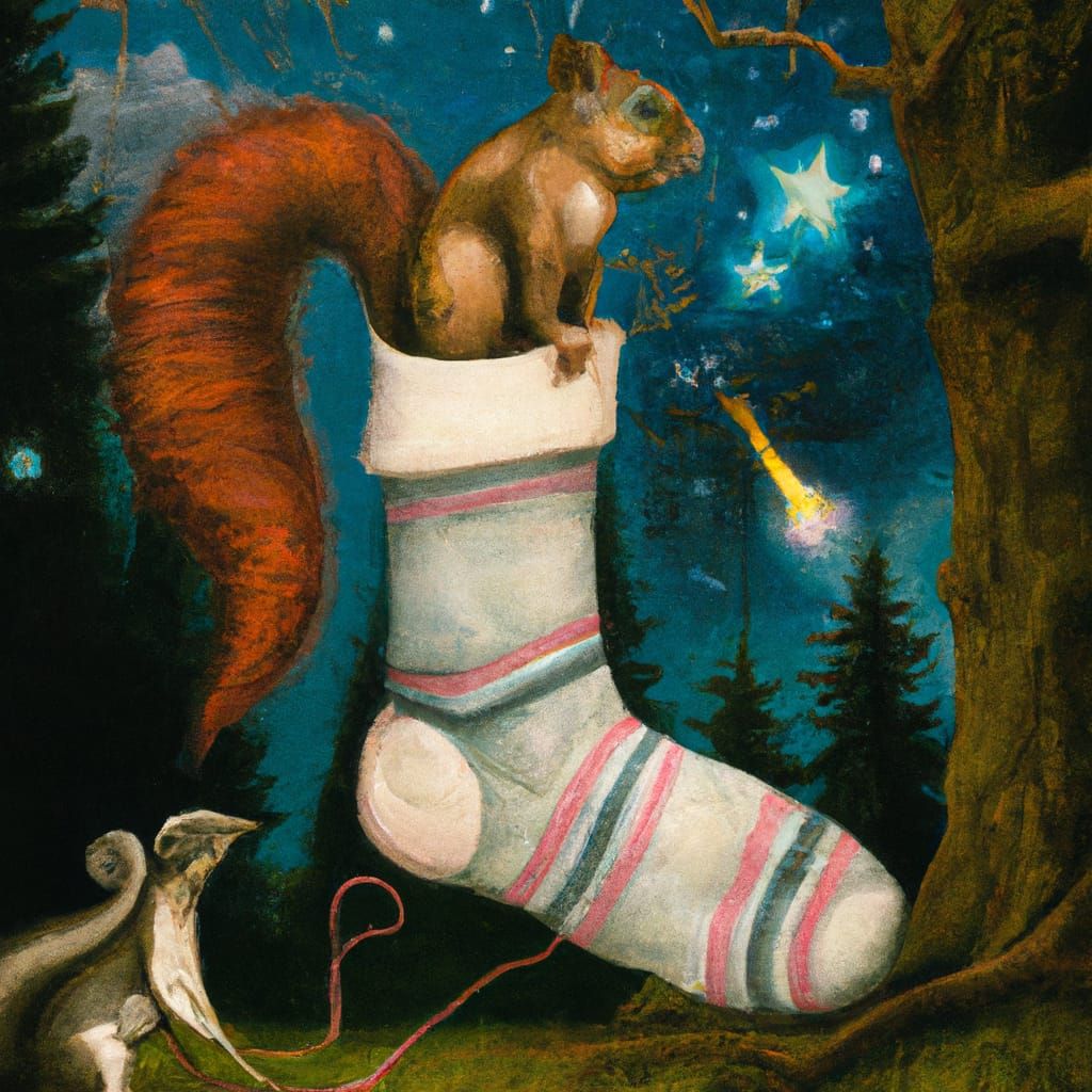 Whimsical Nighttime Scene in a Dreamy Oil Painting