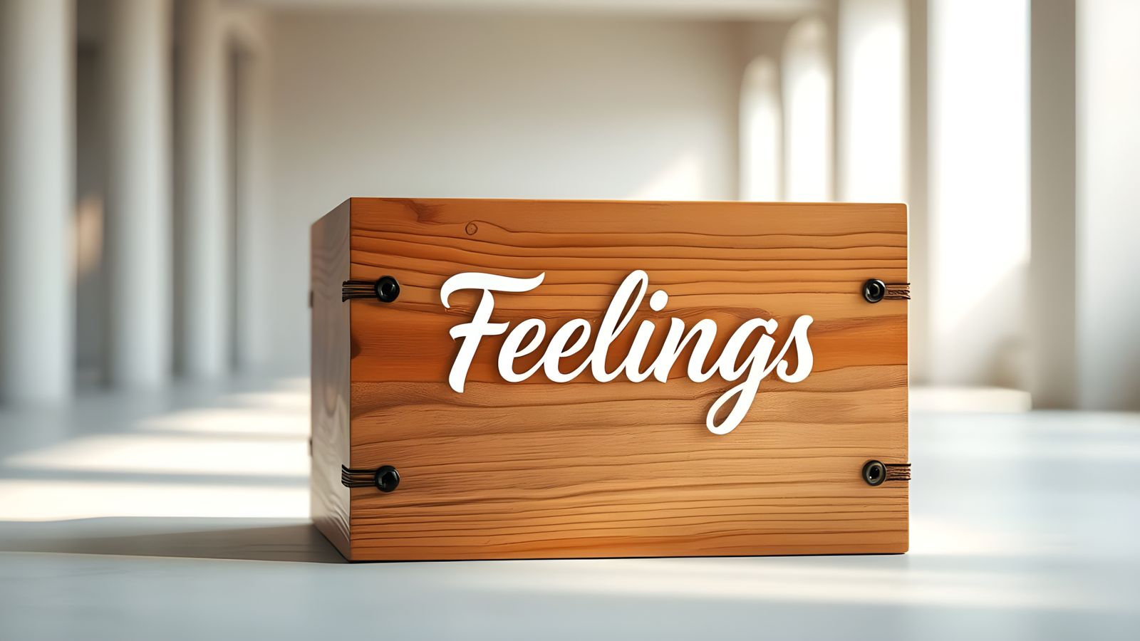 Intricately Carved Wooden Box in Serene White Space