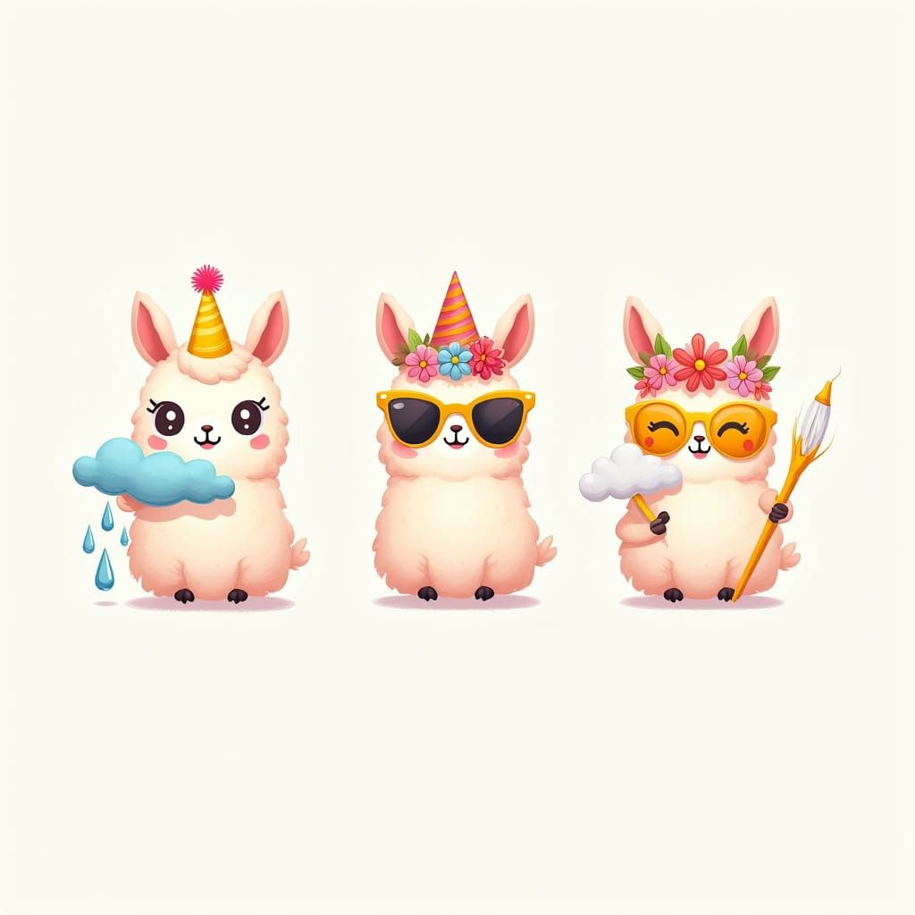 Friendly Whimsical Llama in Soft Pastel Hues
