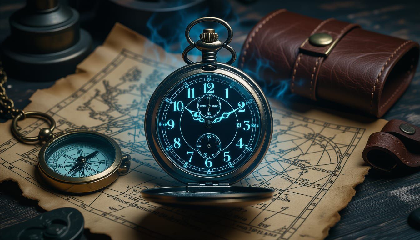 Vintage Pocket Watch Time Machine in Cyberpunk Style