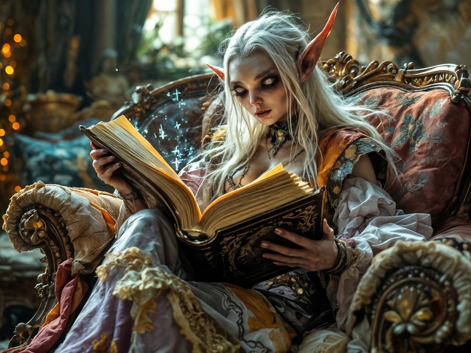 Ethereal Elf of Frost Magic in a Dreamlike Medieval Futurism...