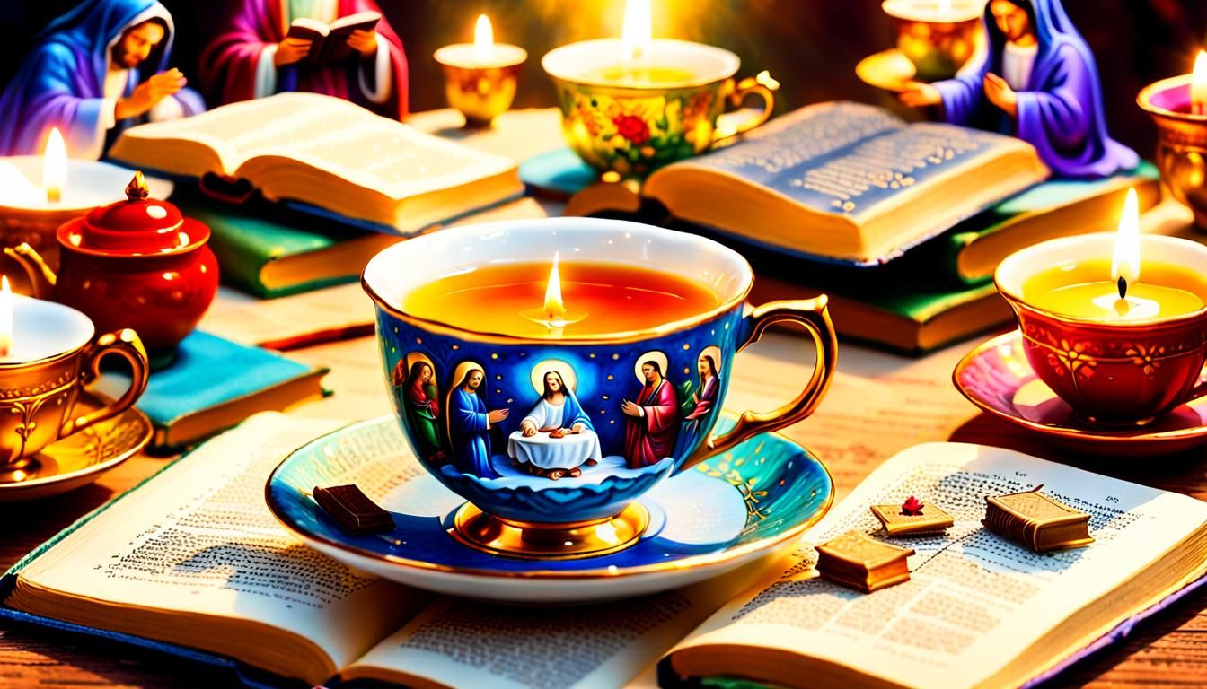 Tea with Christ: A Whimsical Miniature Scene
