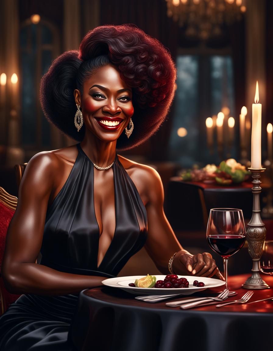Exquisite Woman's Date Night: Hyperrealistic 1980s Portrait