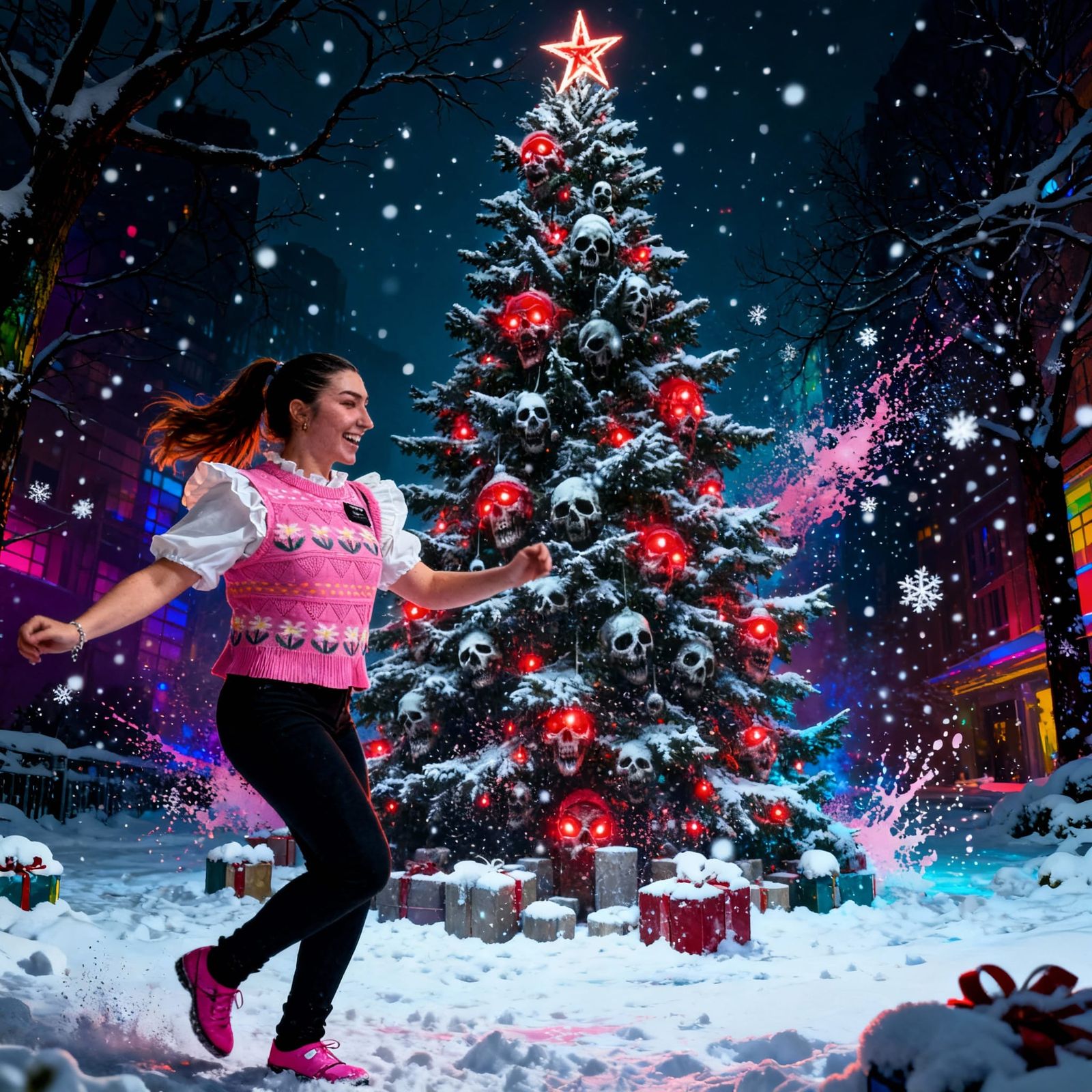 Hyperrealistic Christmas Tree Dance Scene