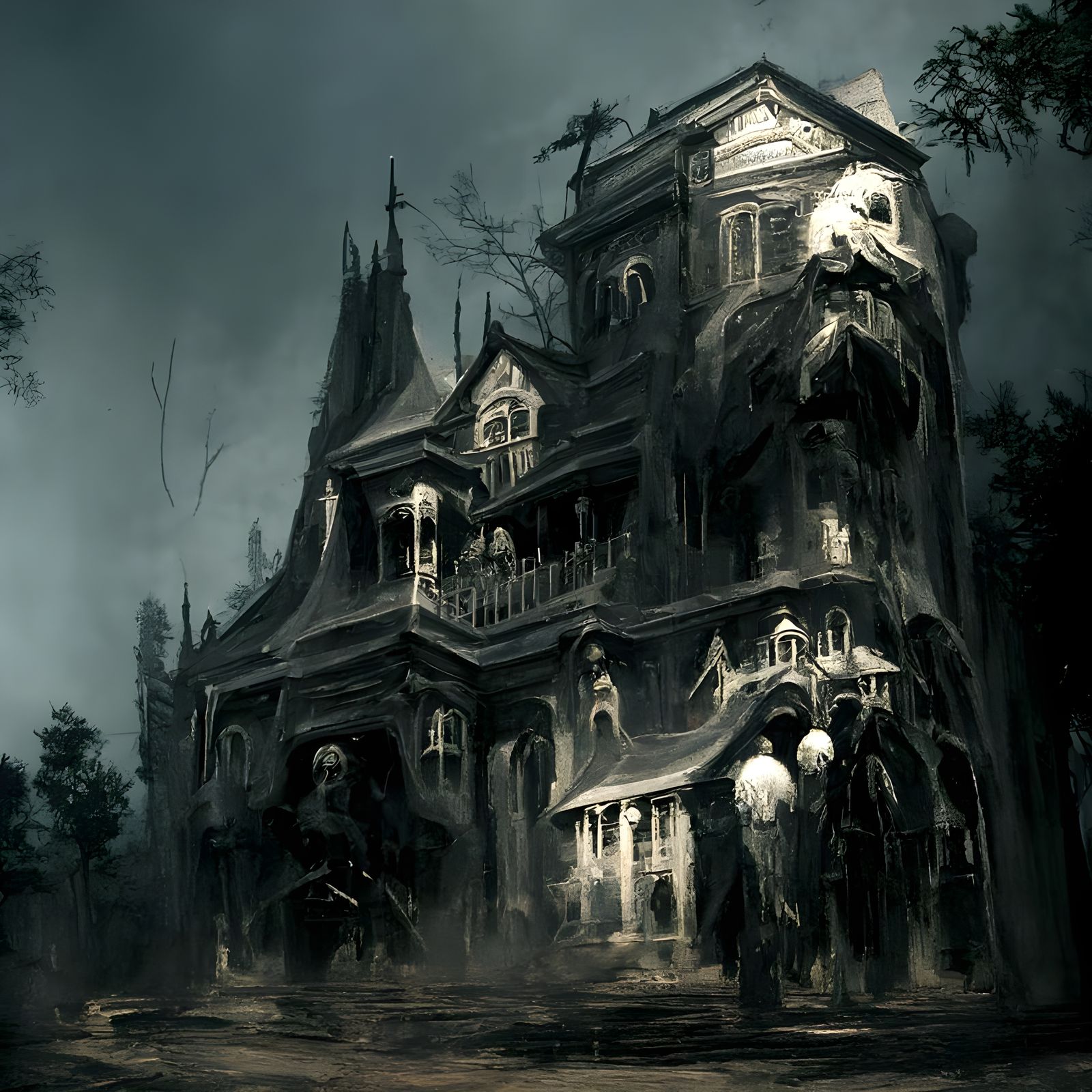Sinister Haunted Victorian House in Gothic Style