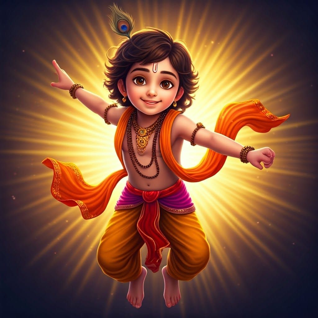 Innocent Bajrangbali Leaping in Dreamlike 3D Render
