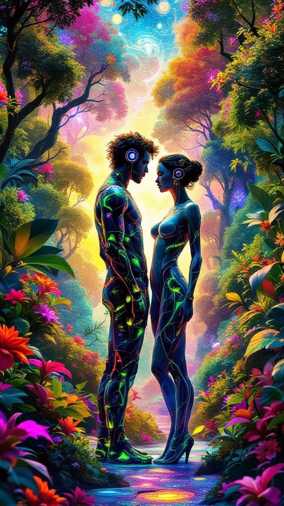 Futuristic Eden's Guardians in Eco-Modern Harmony