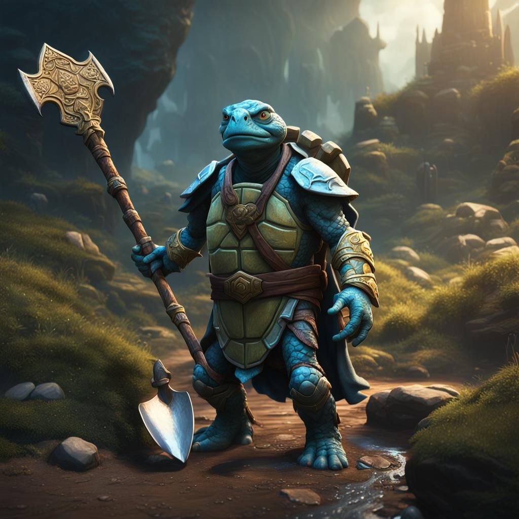 Tortle Cleric with Shovel: Fantasy Concept Art