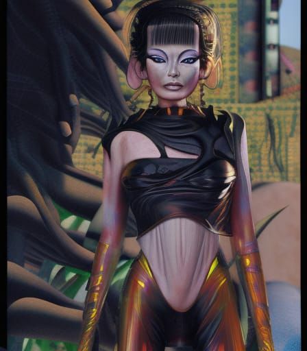 Fire Goddess Warrior in Horror Manga Style