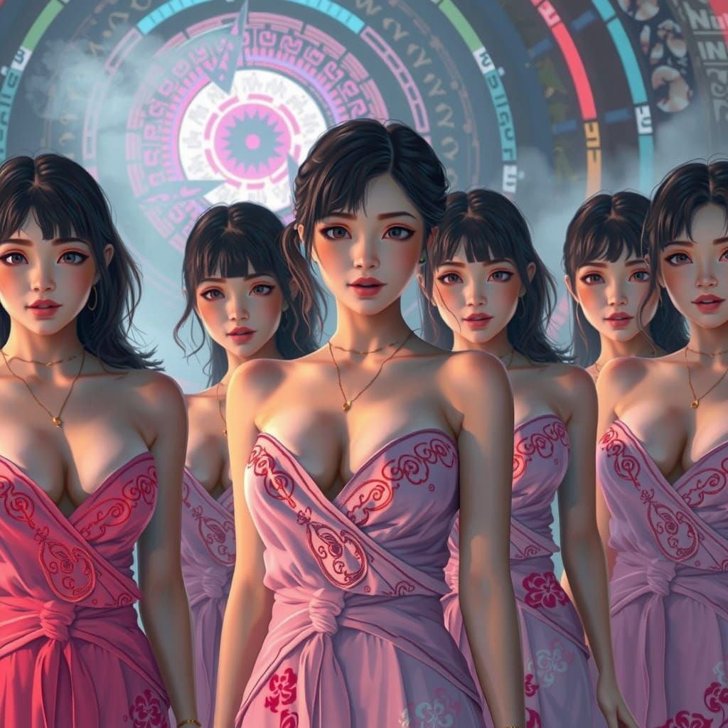 Women in Cave Backdrop with Smog, Captured in Highly Realist...