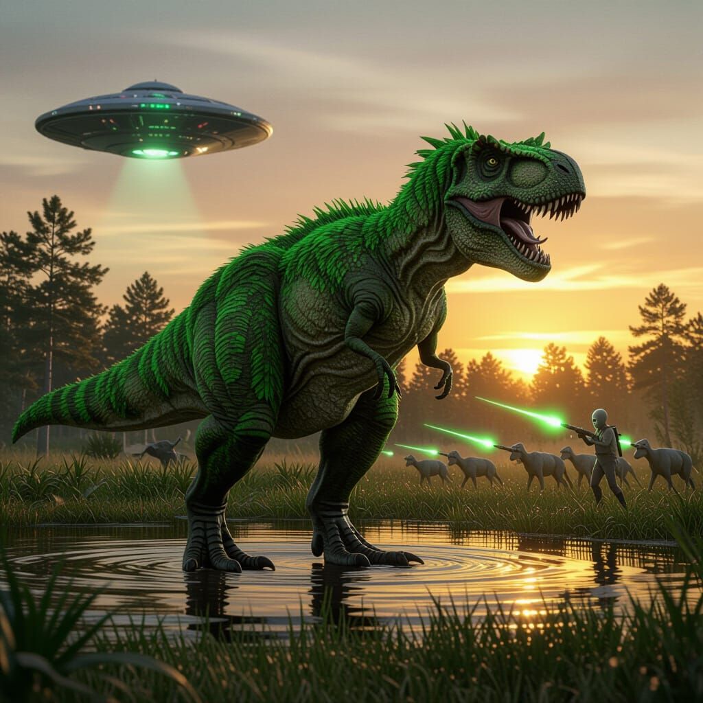 Feathered Tyrannosaurus Rex in Cretaceous Swamp