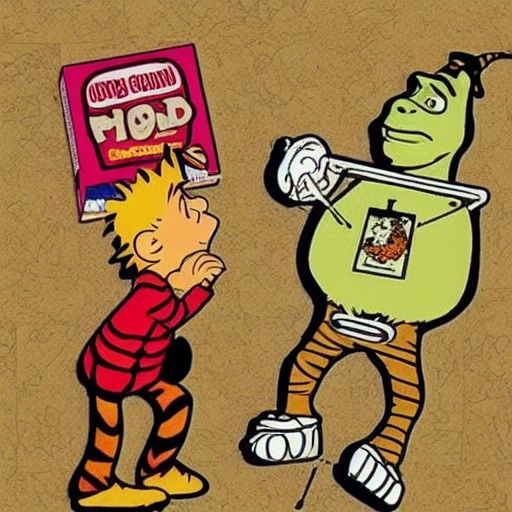 Shrek, Calvin and Hobbes, and Unicorn