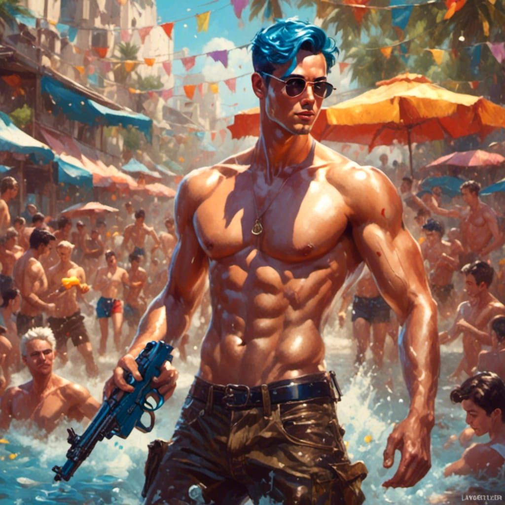 Android Hunk Celebrates Songkran Festival in Bangkok