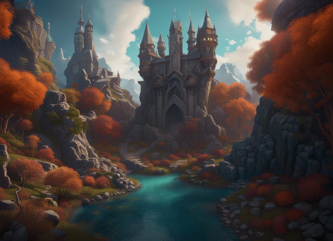 Fantastical Landscape Matte Painting in Deep Color