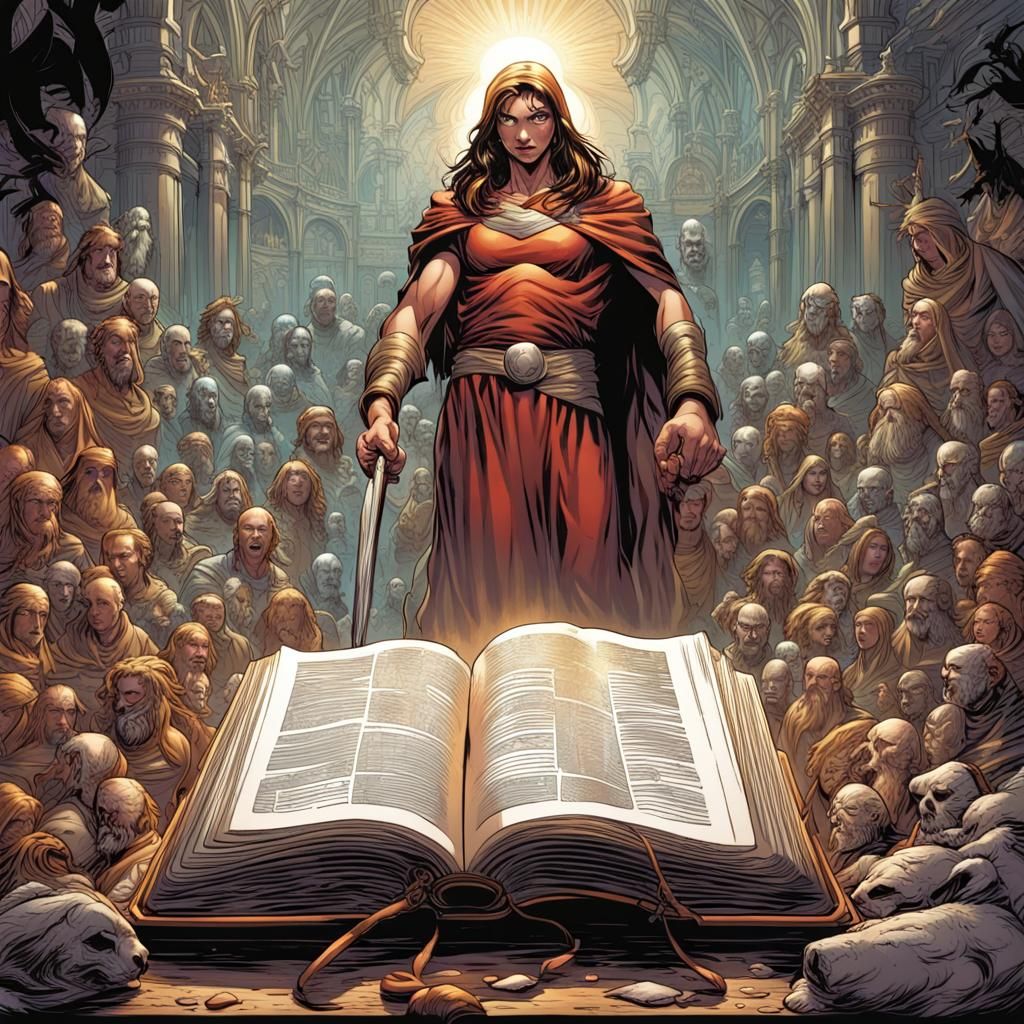 Open Bible in Comic Book Style