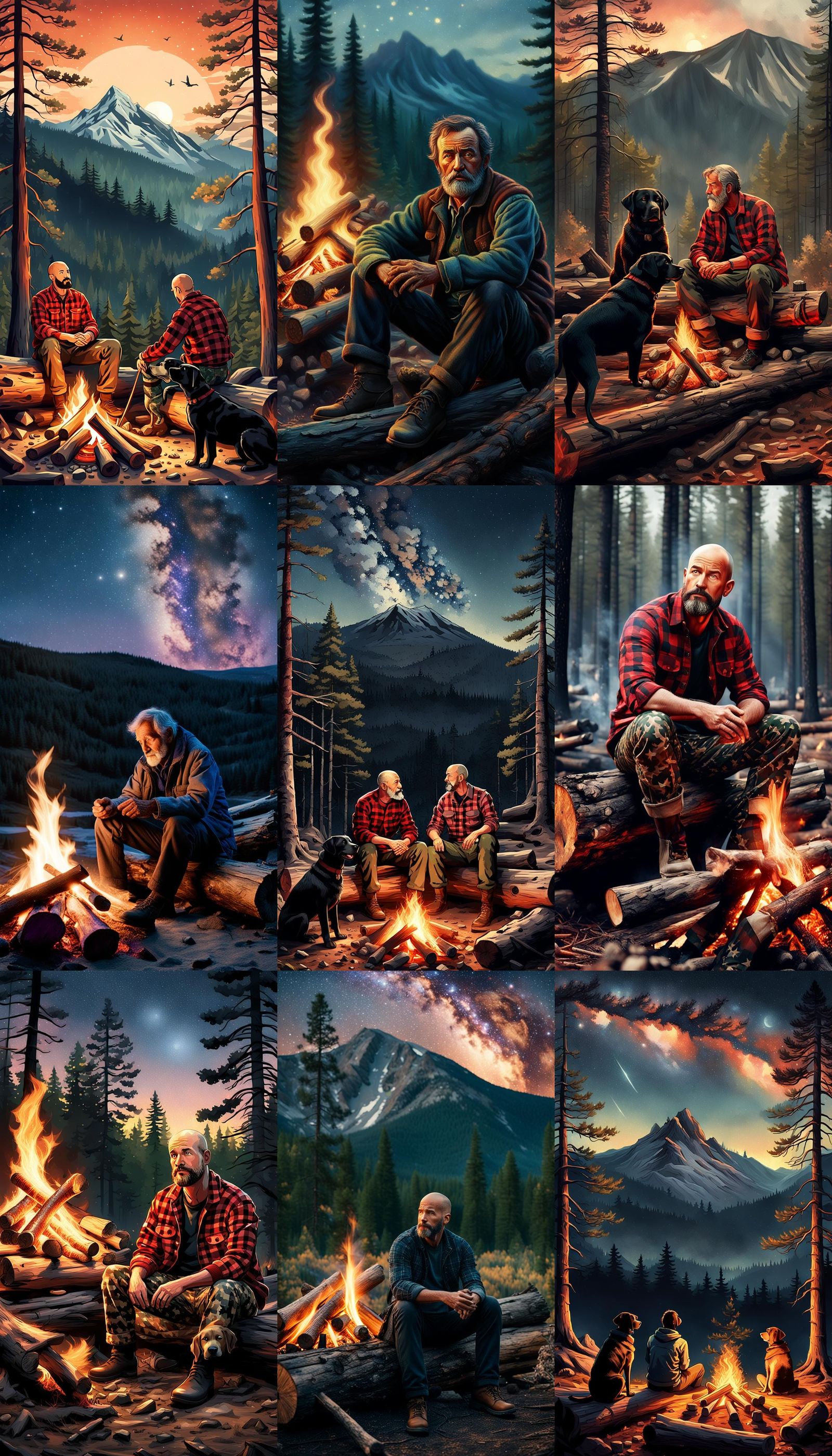 Rugged Outdoorsman in Camo Amidst a Pine Forest