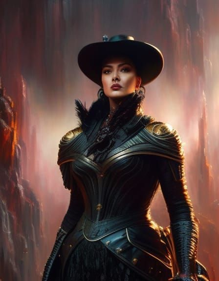 Witch Casting Spell in Dark Cave: Hyperrealistic Portrait