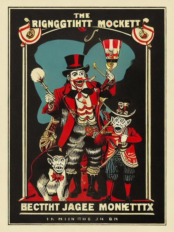Vintage Circus: Ringmaster and Monkey Illustration