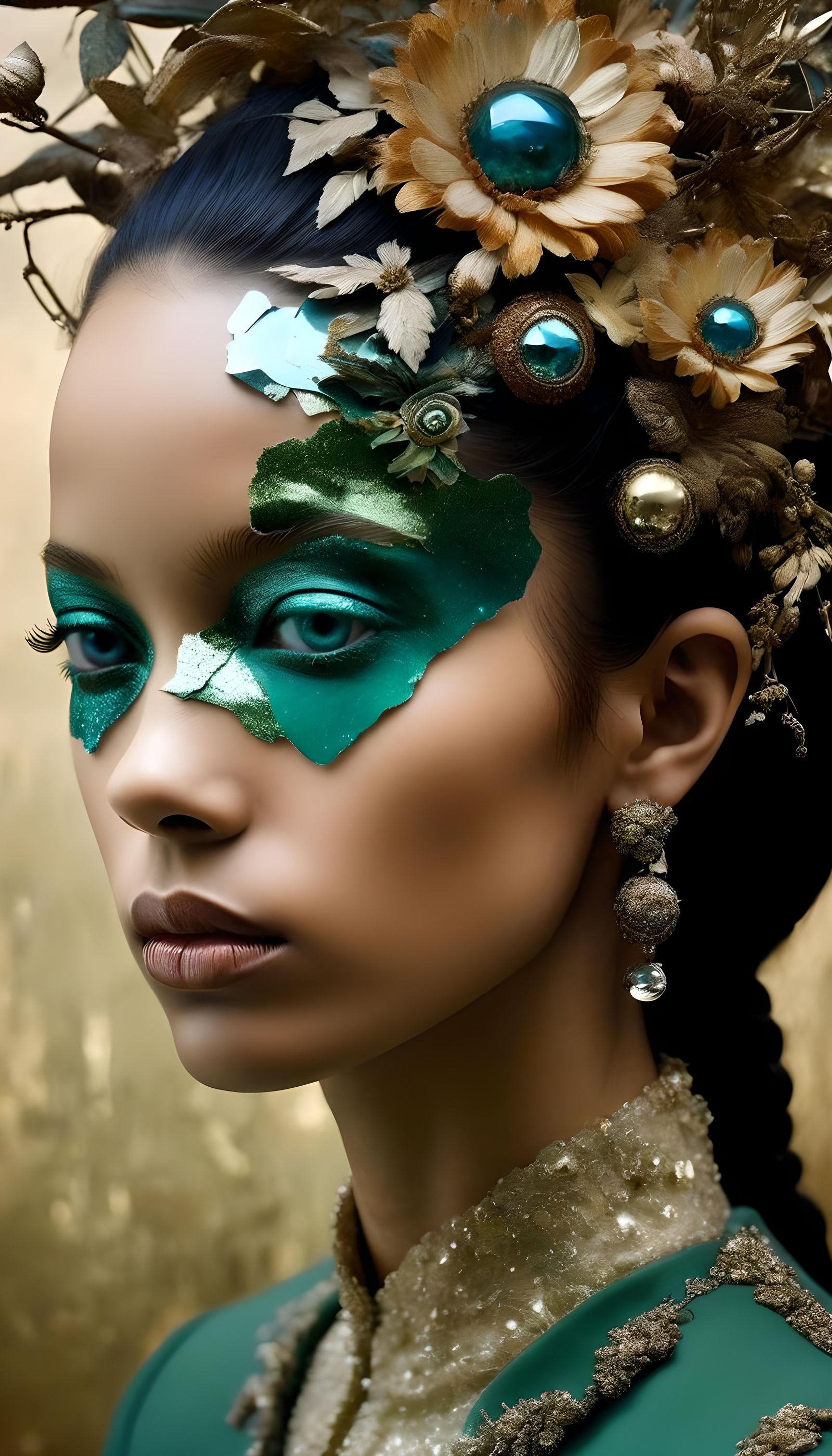 Surreal Portrait of Dreams in 3D Collage Art