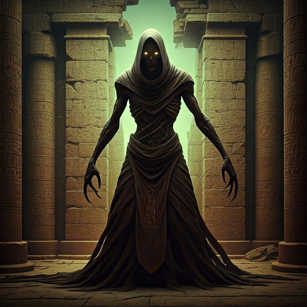 Terrifying Imp in Ancient Egyptian Temple, Unreal Engine