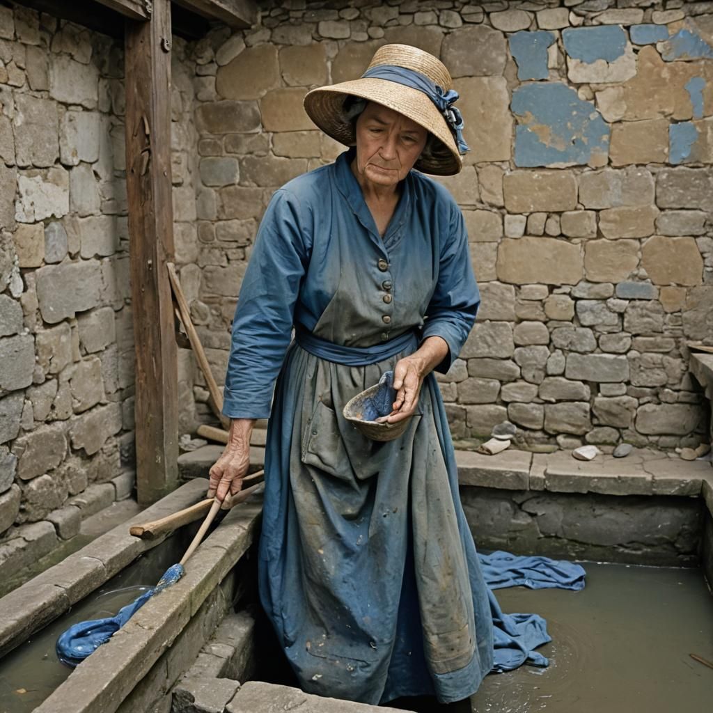 Impressionistic Washerwoman in an Old Wash House