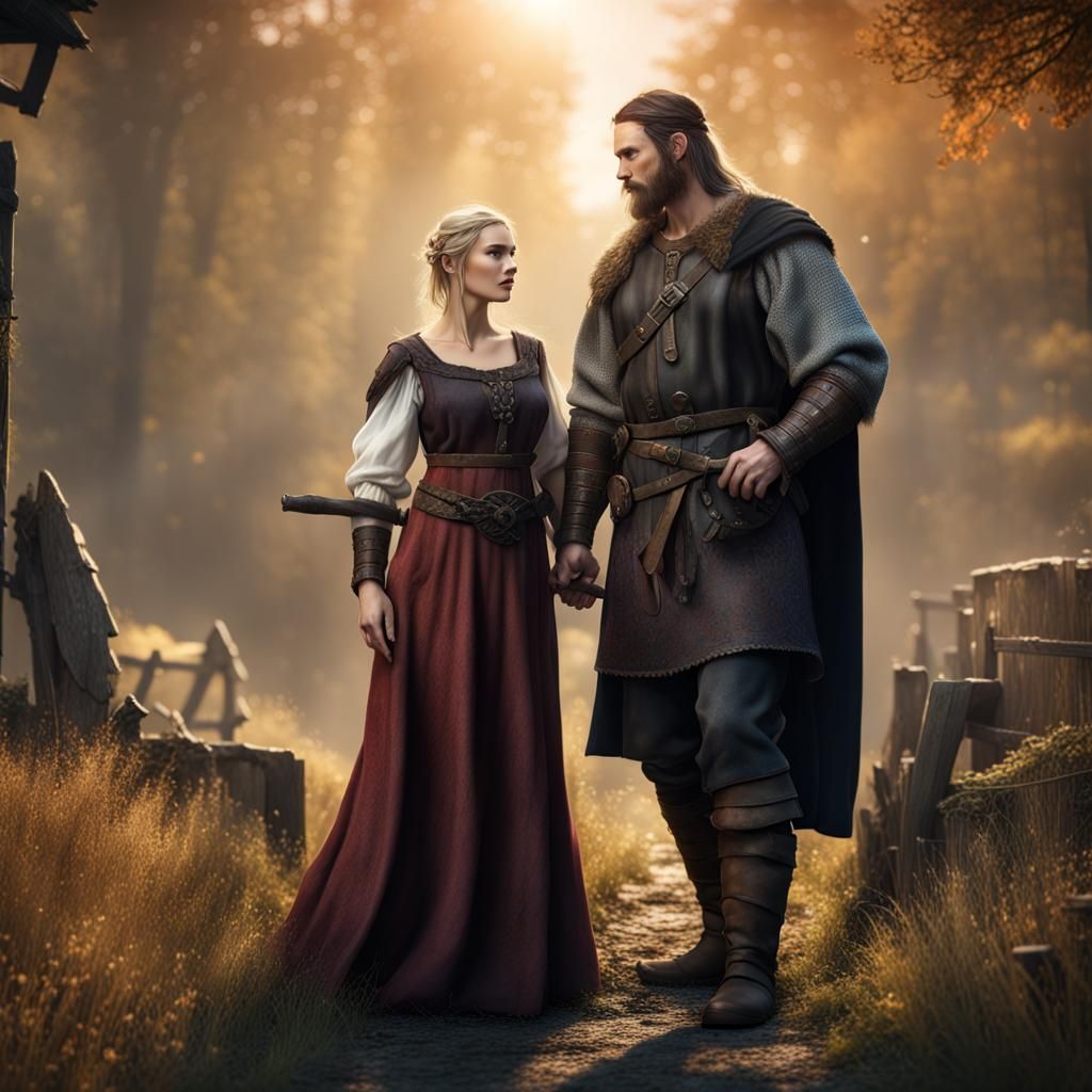 Medieval Viking and Farmer Couple Concept Art