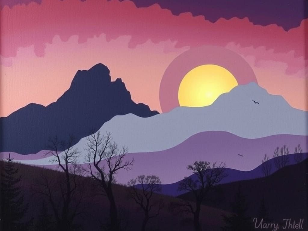 Surrealist Landscape in Layered Composition