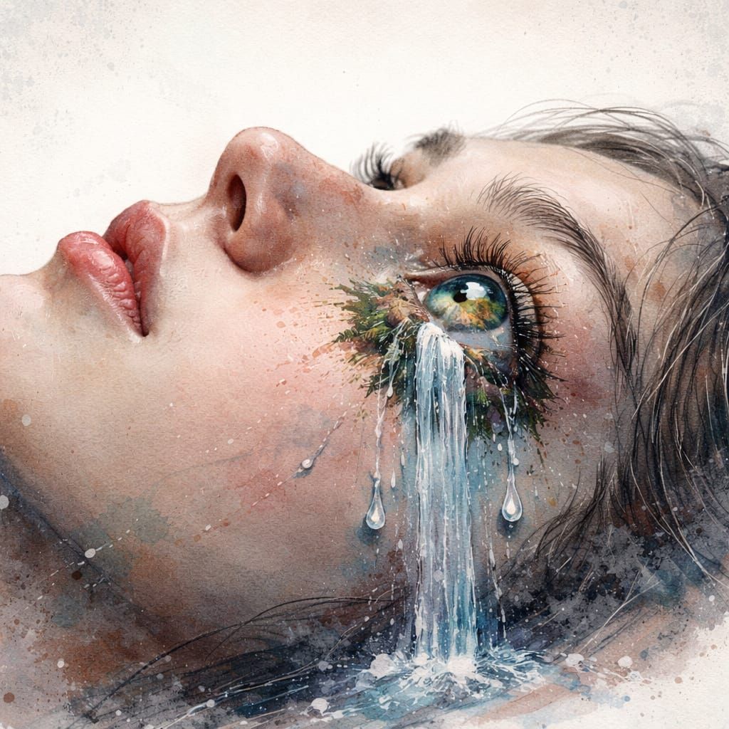 Surreal Eye Illustration with World Growing From Pupil