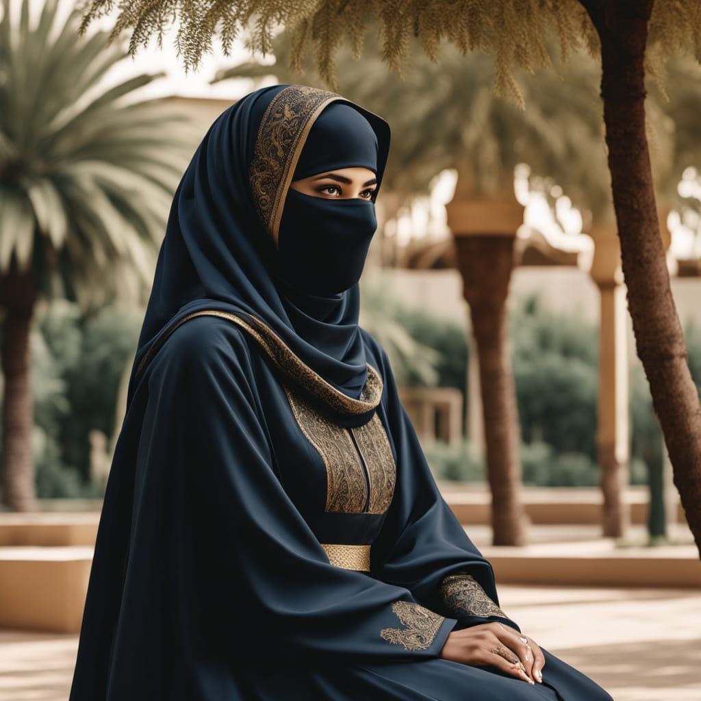 Elegant Muslim Woman in Serene Islamic Art Style