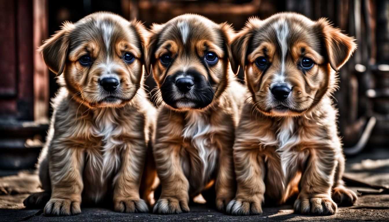 Hyperrealistic Puppies Named Tik, Tak, Toe