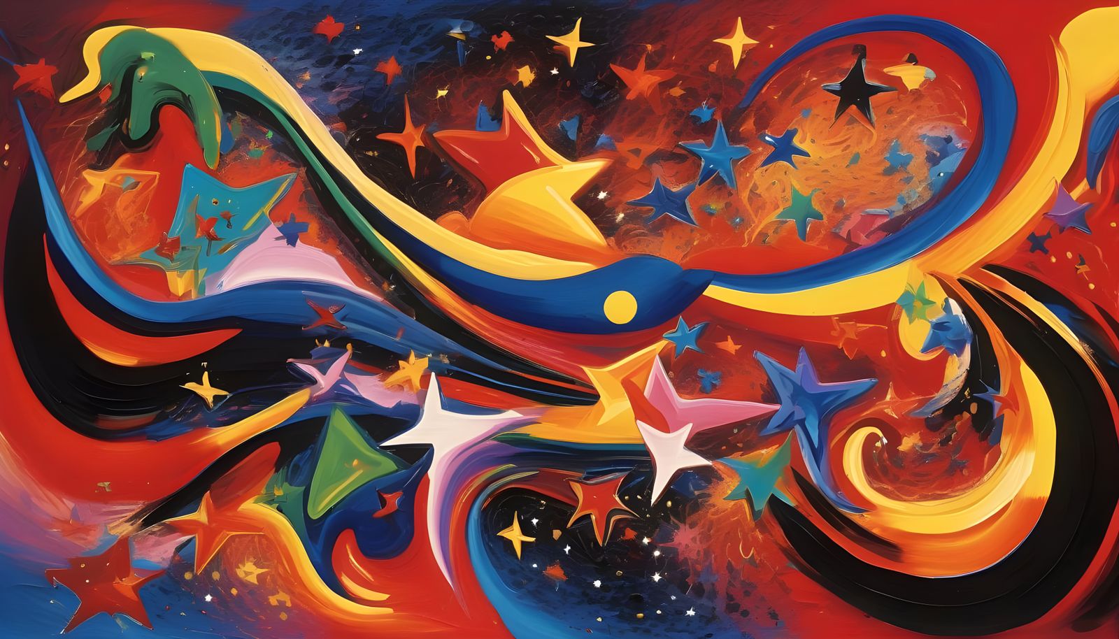 Surreal Cosmos of Interconnected Stars in Tropical Colors