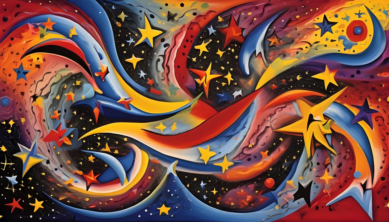 Surreal Cosmic Dreamscape Inspired by Miró