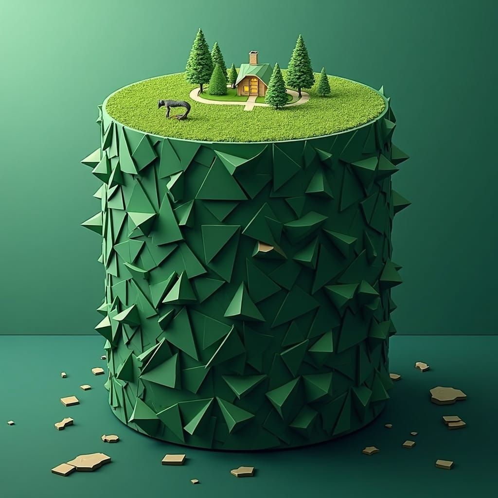 Abstract Cylindrical Matte Painting with Geometric Texture