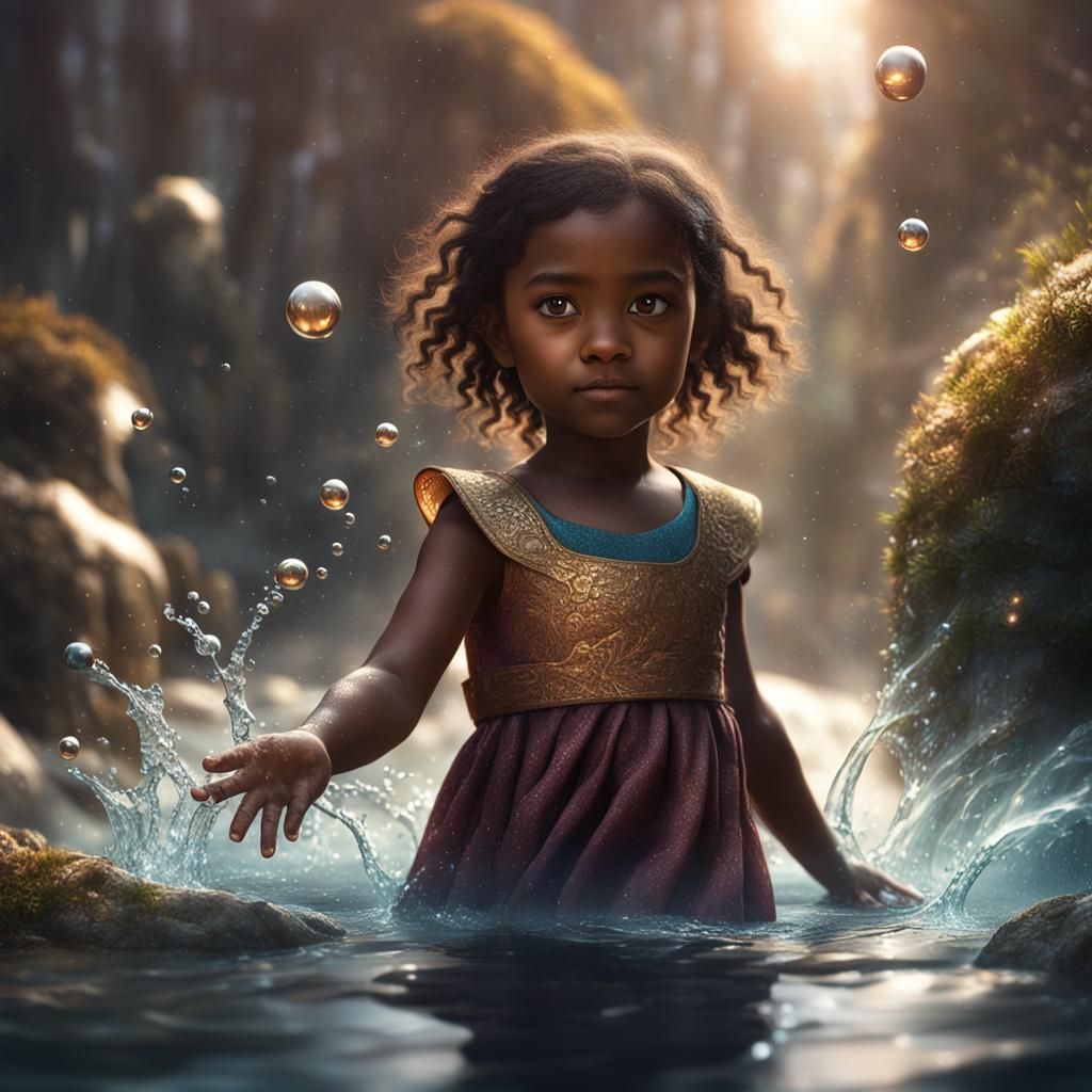 Toddler Sinking in Dark Water: Fantasy Concept Art