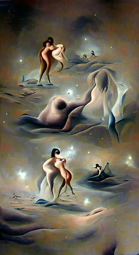 Surreal Camel and Nude Woman in Desert