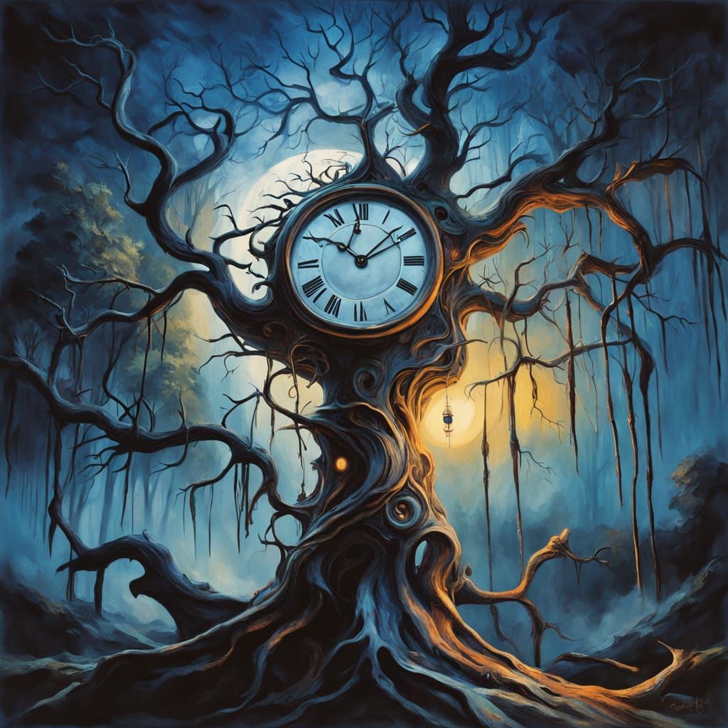 Midnight Mystique in a Surreal Forest Landscape