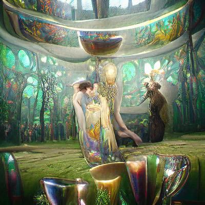 Art Nouveau Tarot Card: Two of Cups