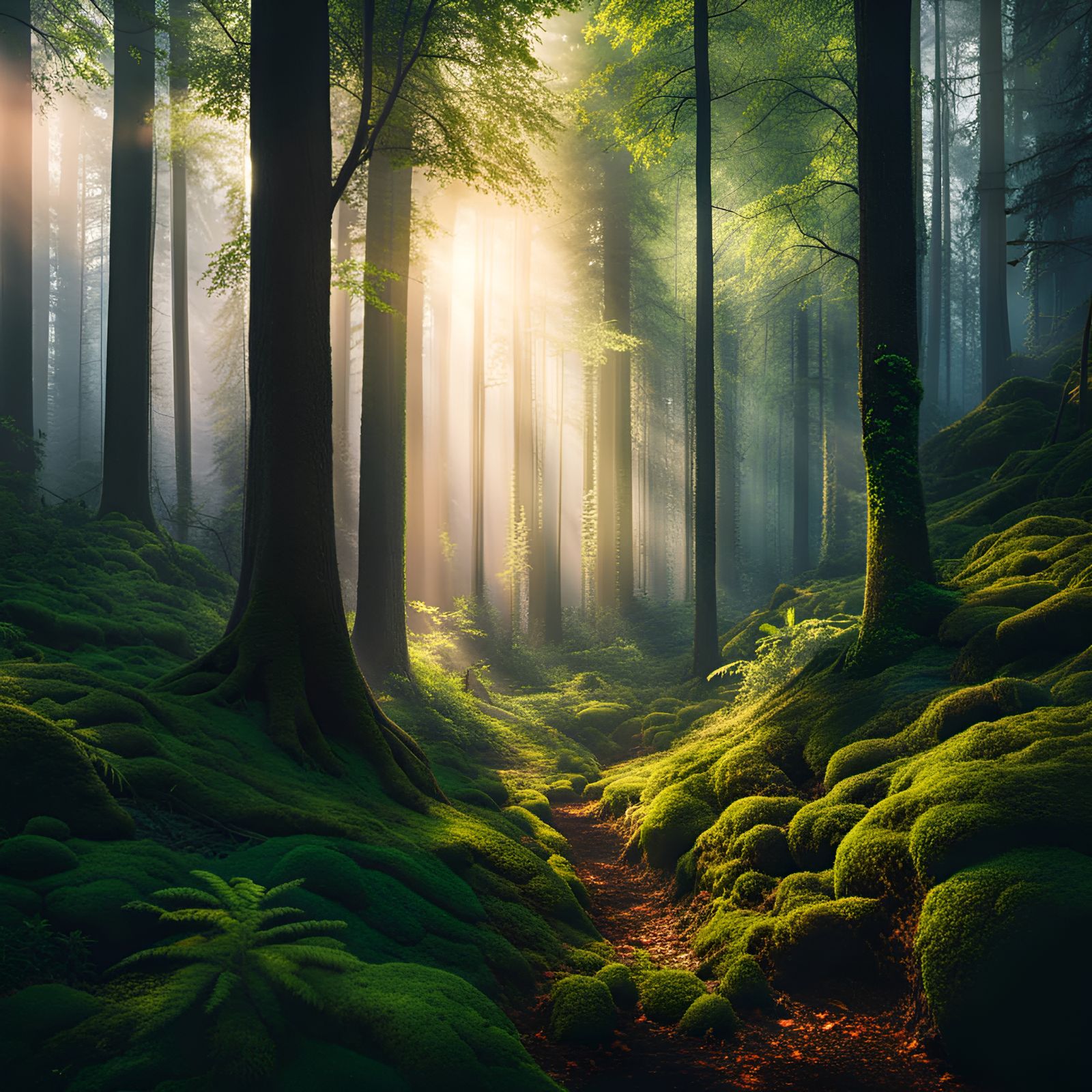 Epic Forest with Dramatic Lighting, Digital Matte Painting