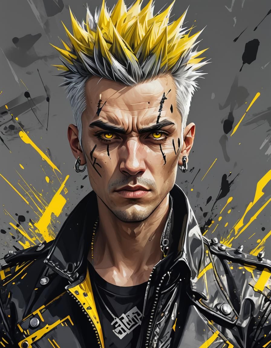 Edgy Mohawk Portrait in Graphic Art Illustration Style