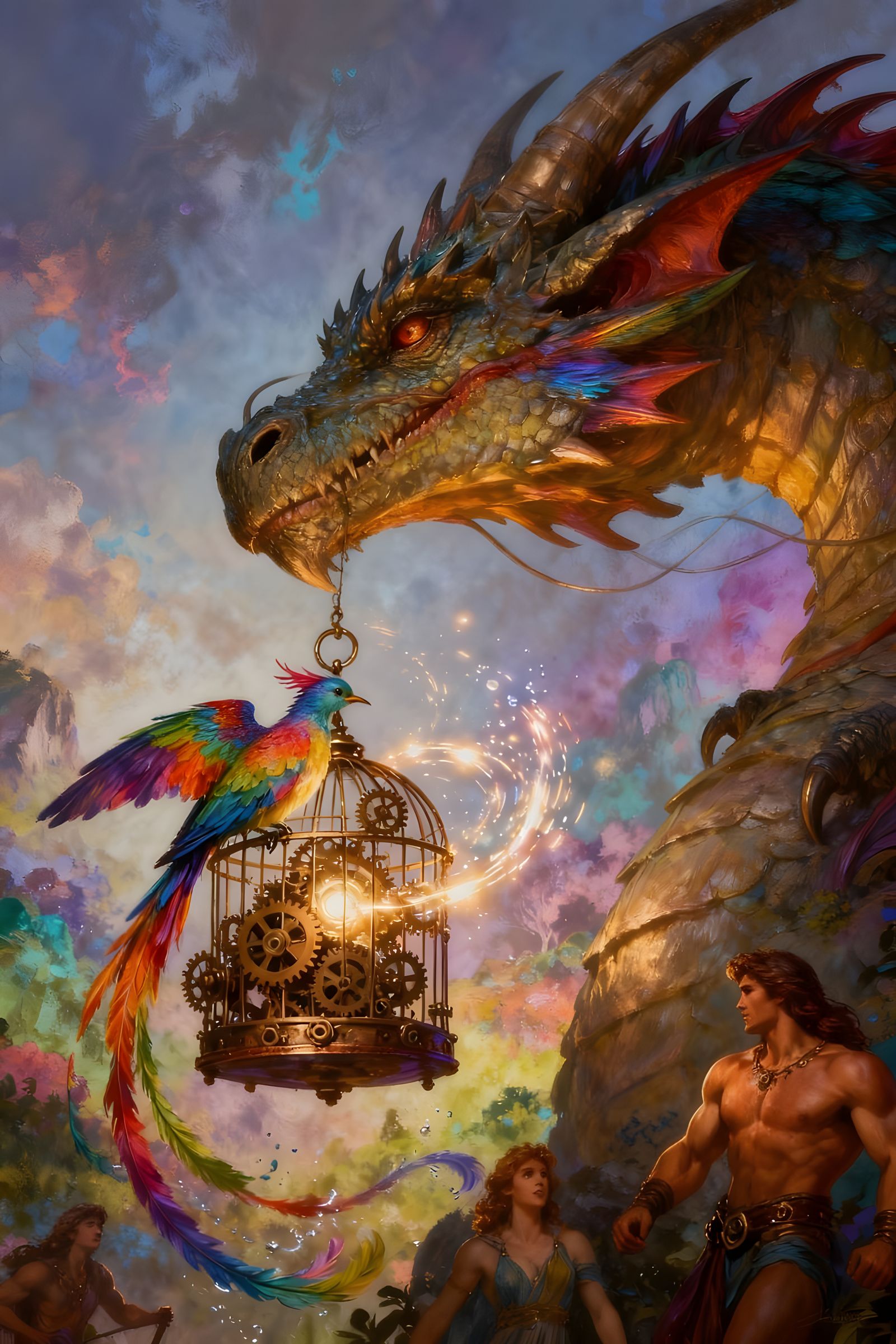 Surreal Dragon in Steampunk Cage