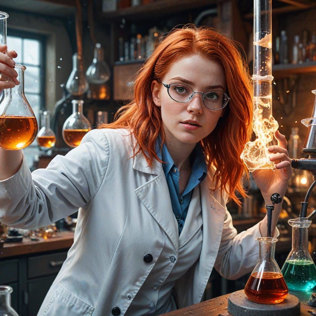 Vibrant Fantasy Scientist in Close-Up